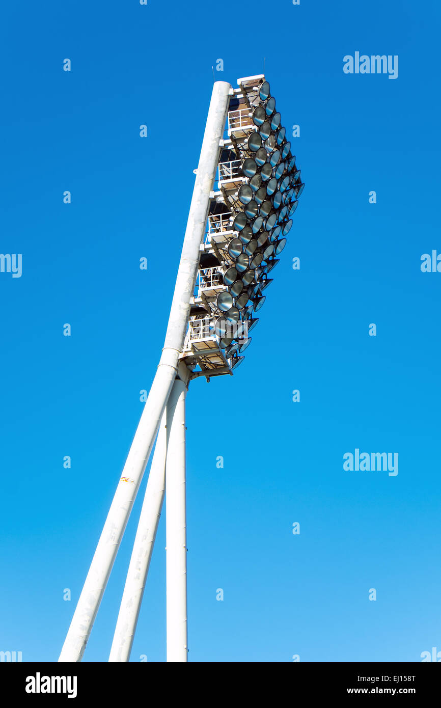 A floodlight pole of a football stadium Stock Photo