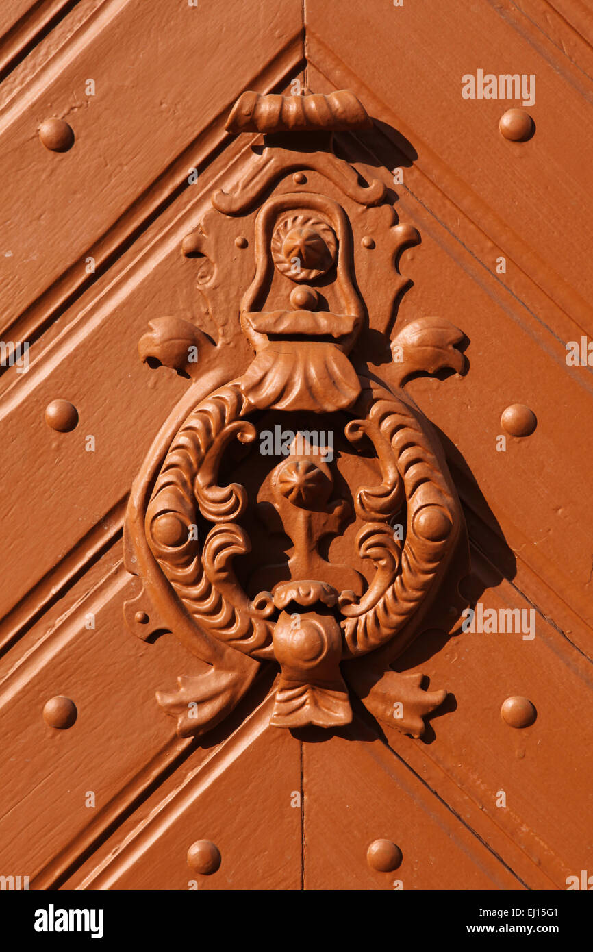 Knocker at the door Mohacs, Hungary. Stock Photo