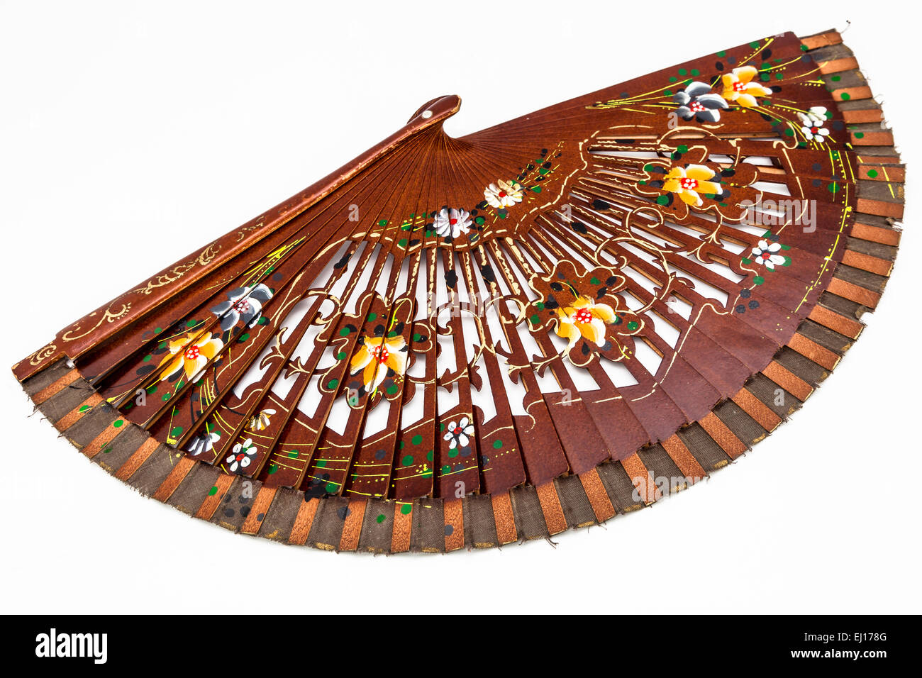 A beautiful spanish fan on a white background Stock Photo - Alamy