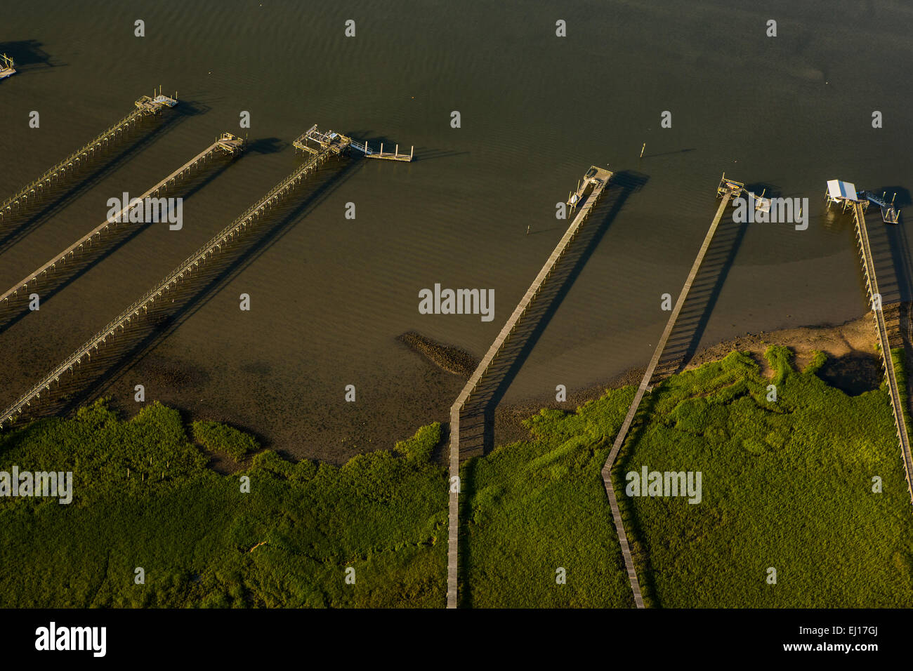 Aerial view of residential docks in Charleston, SC Stock Photo Alamy