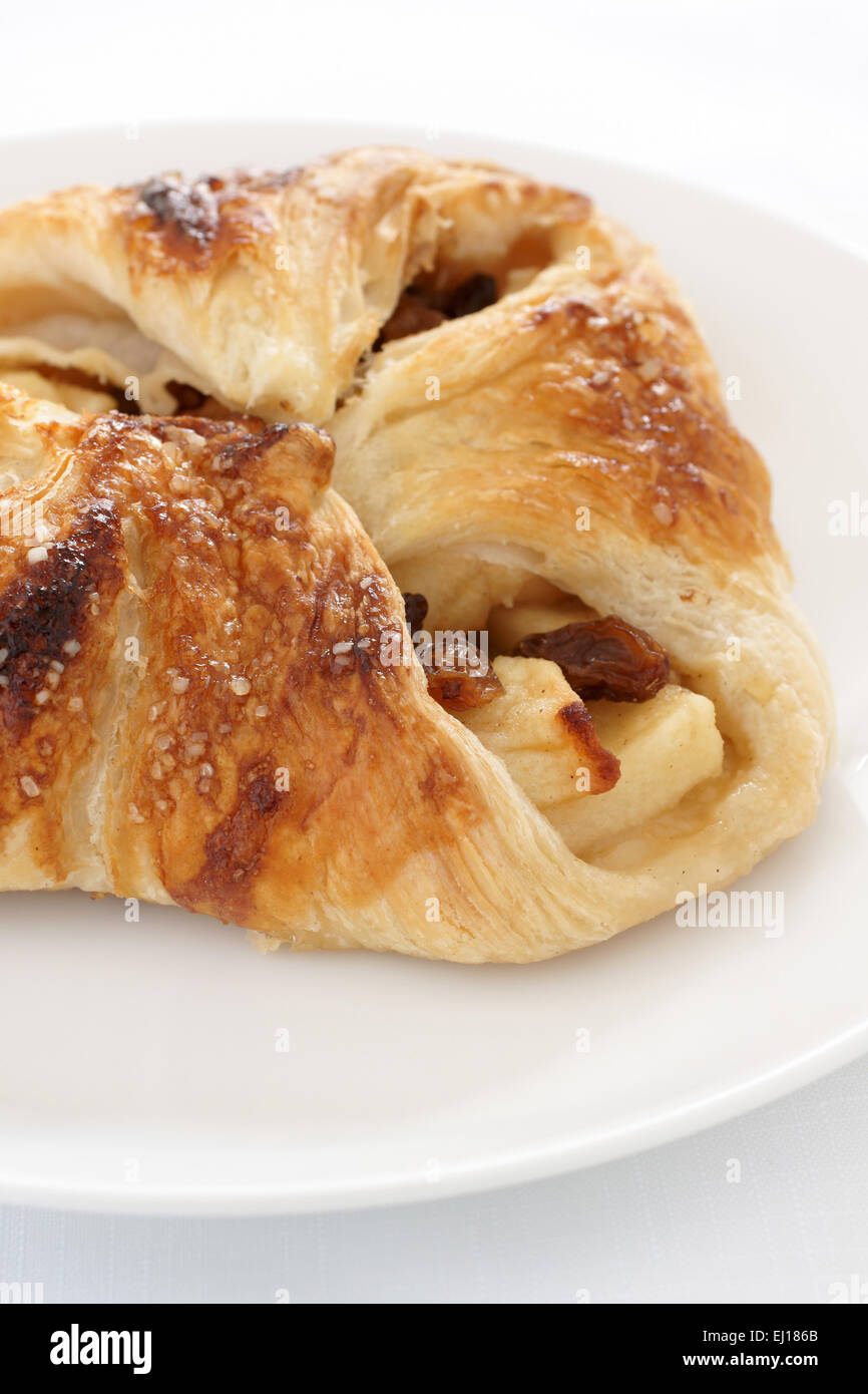 Apple strudel Danish pastry filled with apple cinnamon and sultanas Stock Photo