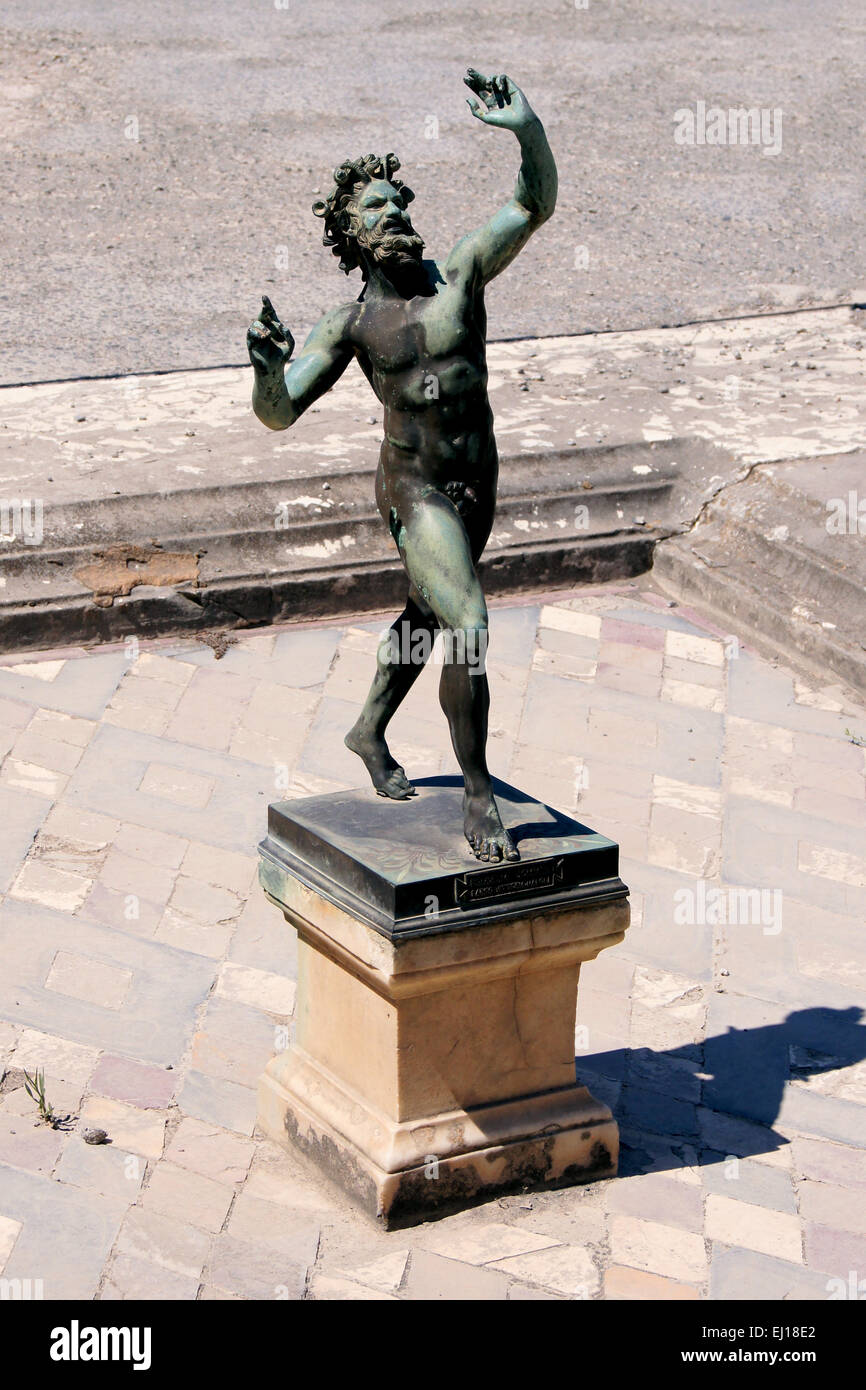 Dancing Faun statue, Pompeii, Italy Stock Photo