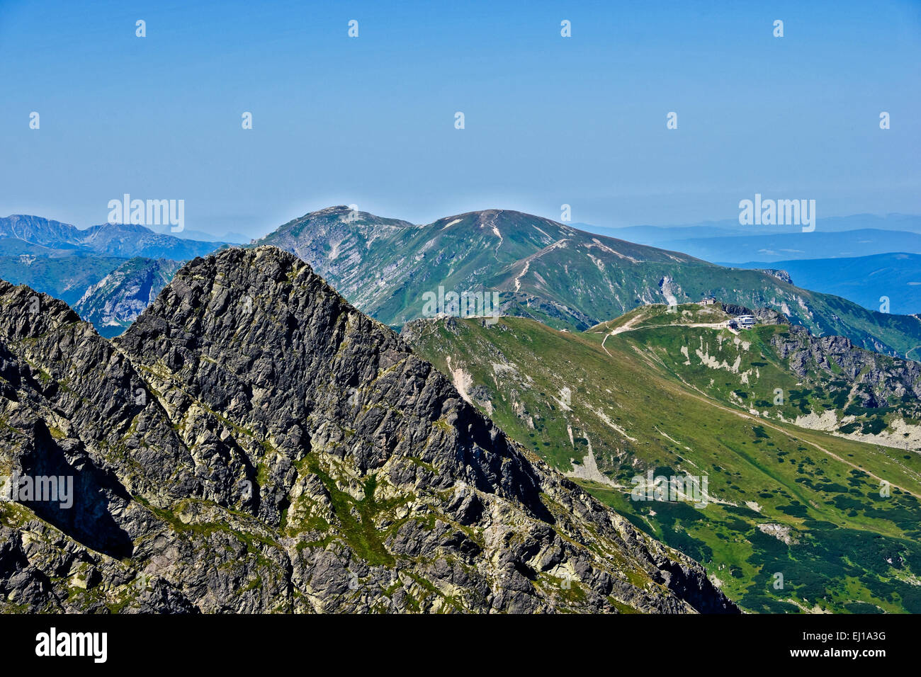 View of the peak Koscielec and Kasprowy in the Polish Tatras Stock Photo