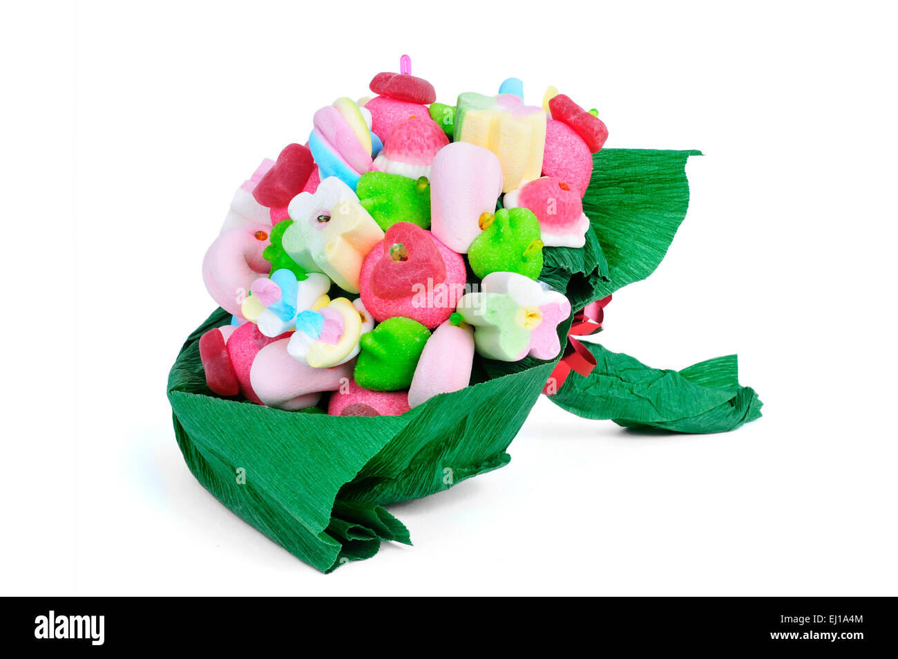 a colorful candy bouquet on a white background Stock Photo Alamy