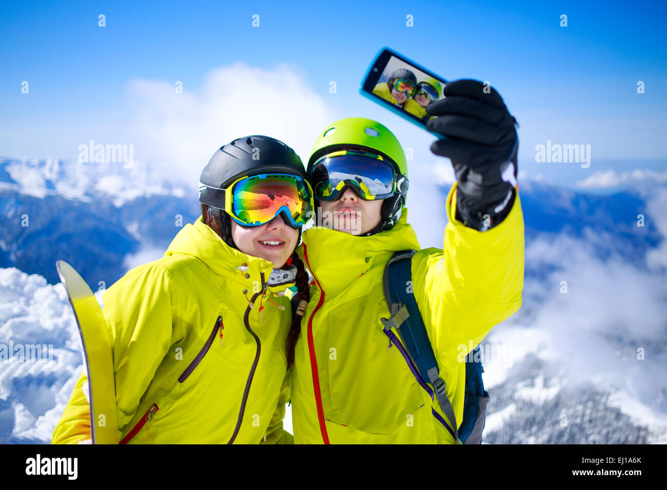 Young couple taking a selfie Stock Photo