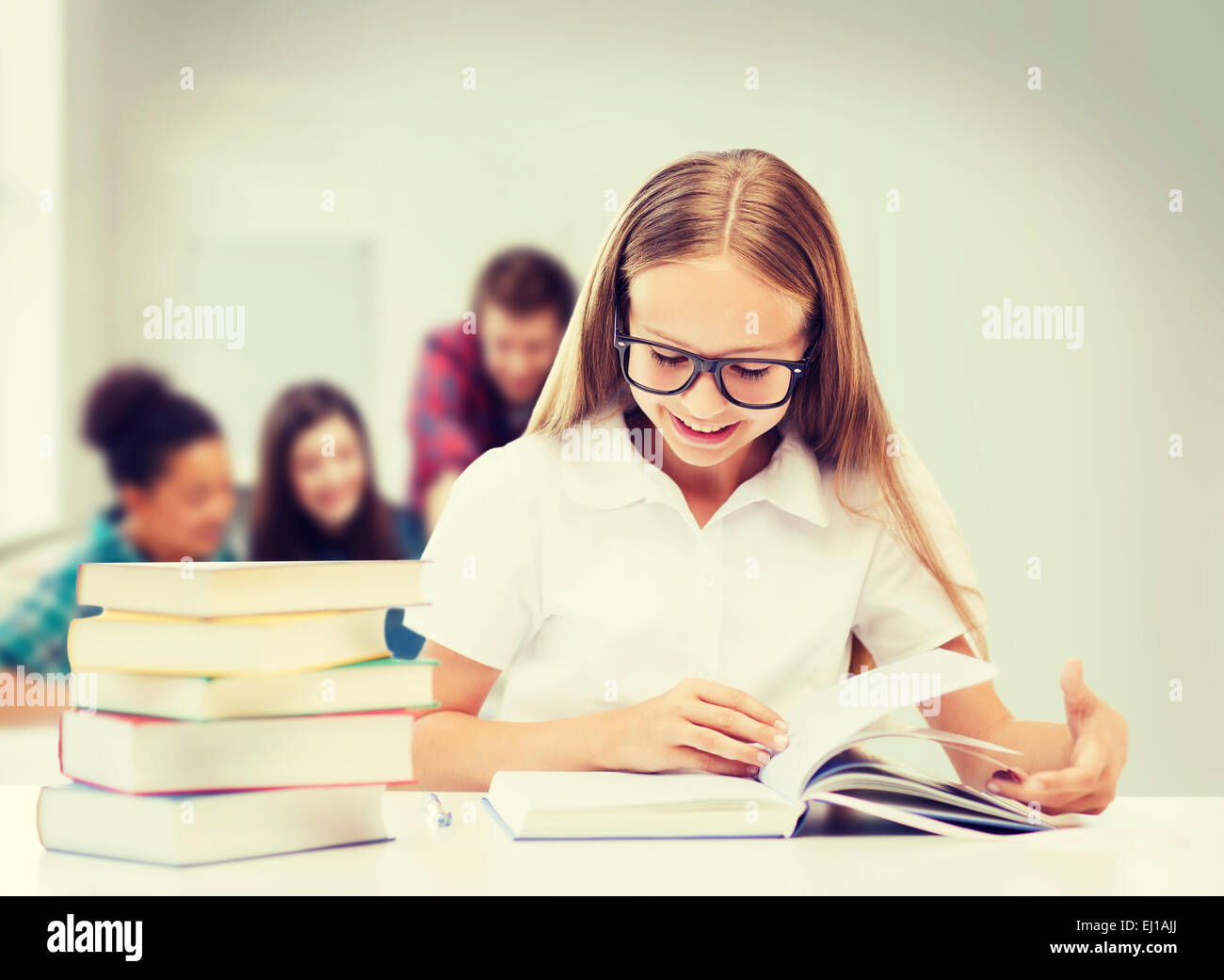 student girl studying at school Stock Photo - Alamy