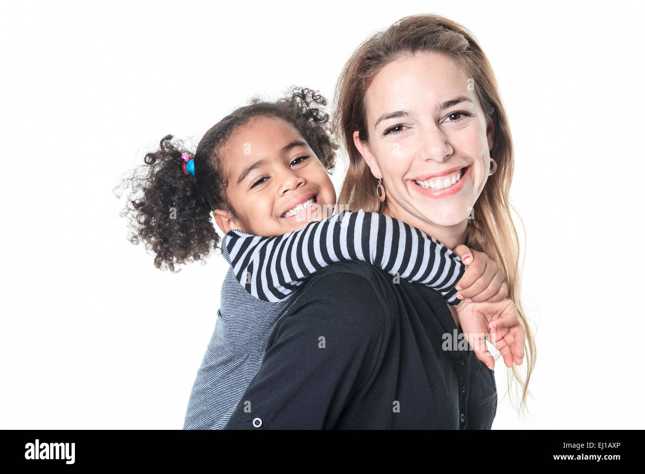 A family posing on a white background studio Stock Photo - Alamy