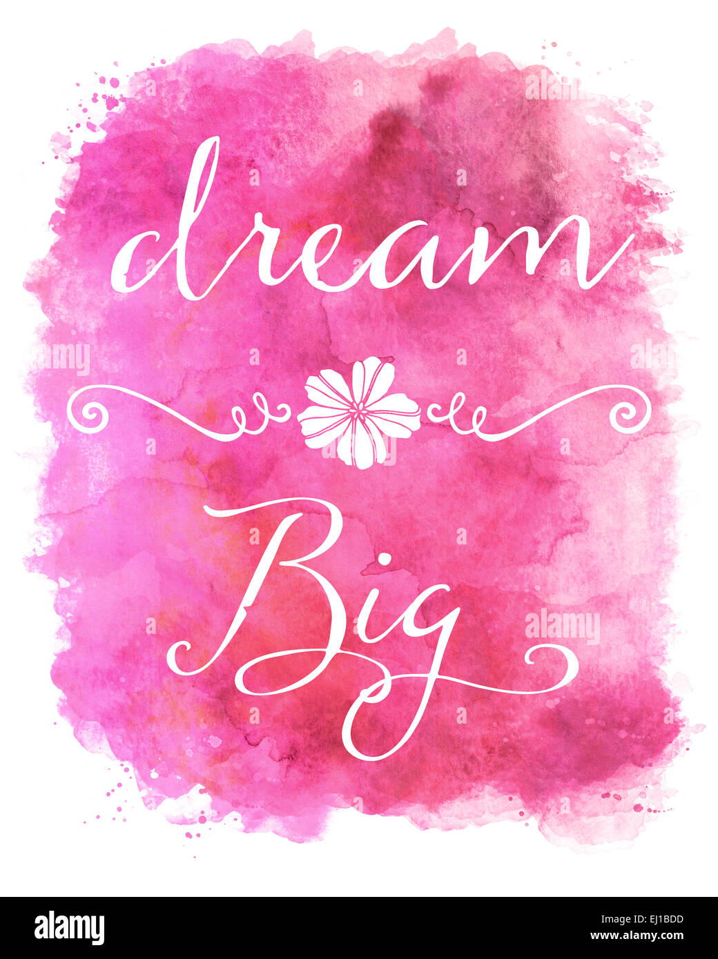 Dream Big Pink Watercolor Inspirational Quote Stock Photo