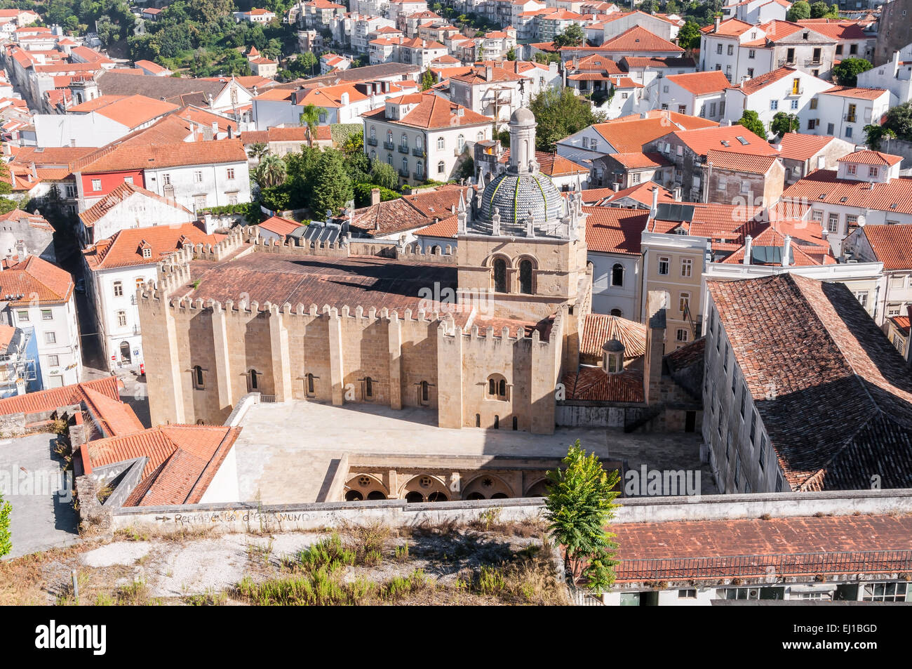 View of the Old Cathedral of Coimbra, Portugal Stock Photo
