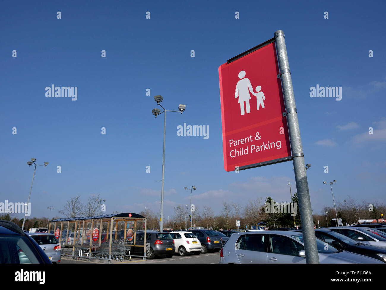 parents and children parking bays at handforth dean shopping centre Stock Photo