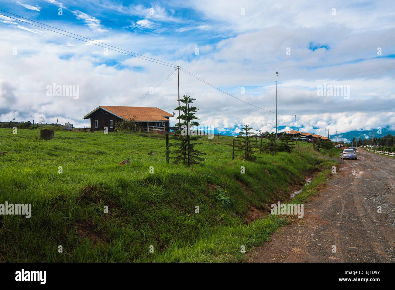 Kinabalu mountain  and the farm Stock Photo