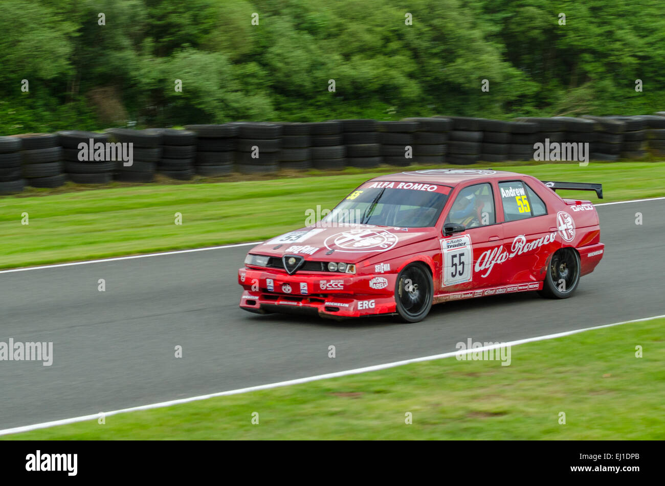 a classic alfa romeo competes in a classic touring cars race at oulton EJ1DPB