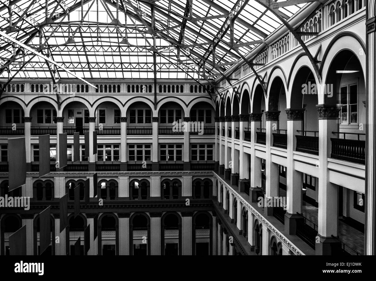 Interior architecture at the Old Post Office, in Washington, DC. Stock Photo