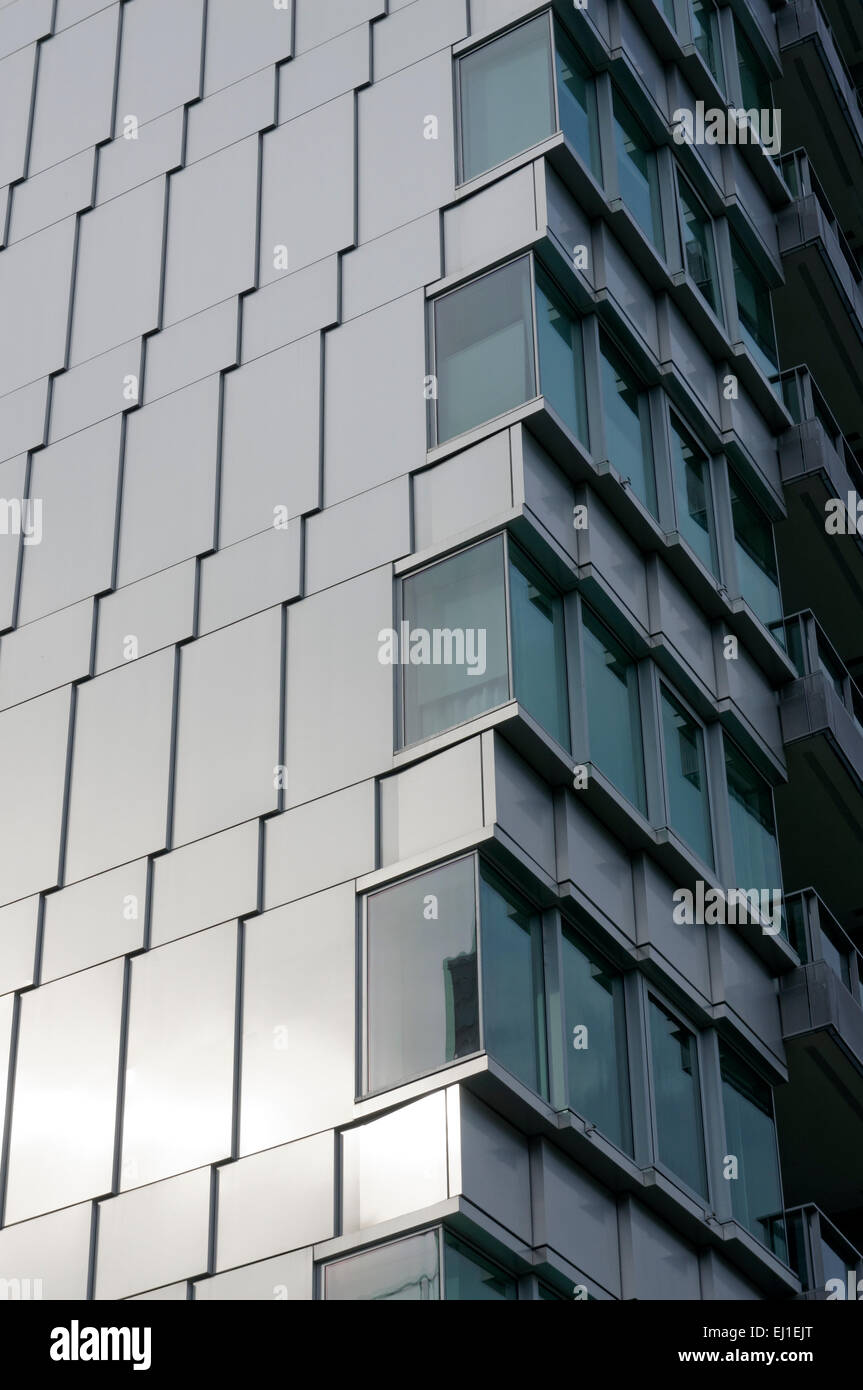 Architectural detail of a modern condominium tower, False Creek Village, Vancouver, BC, Canada Stock Photo