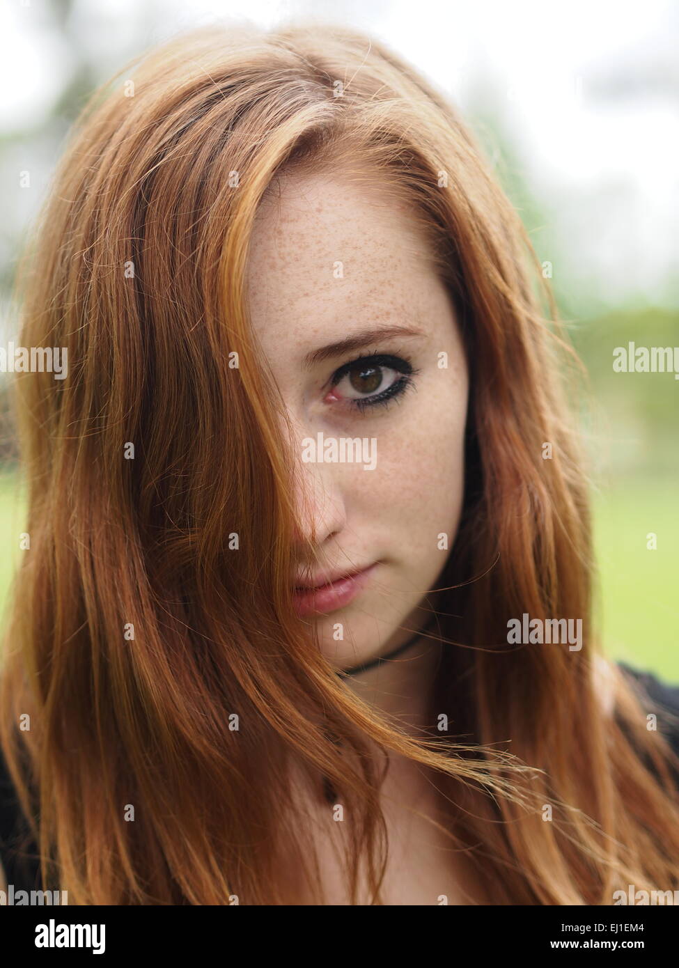 Red hair girl portrait Stock Photo