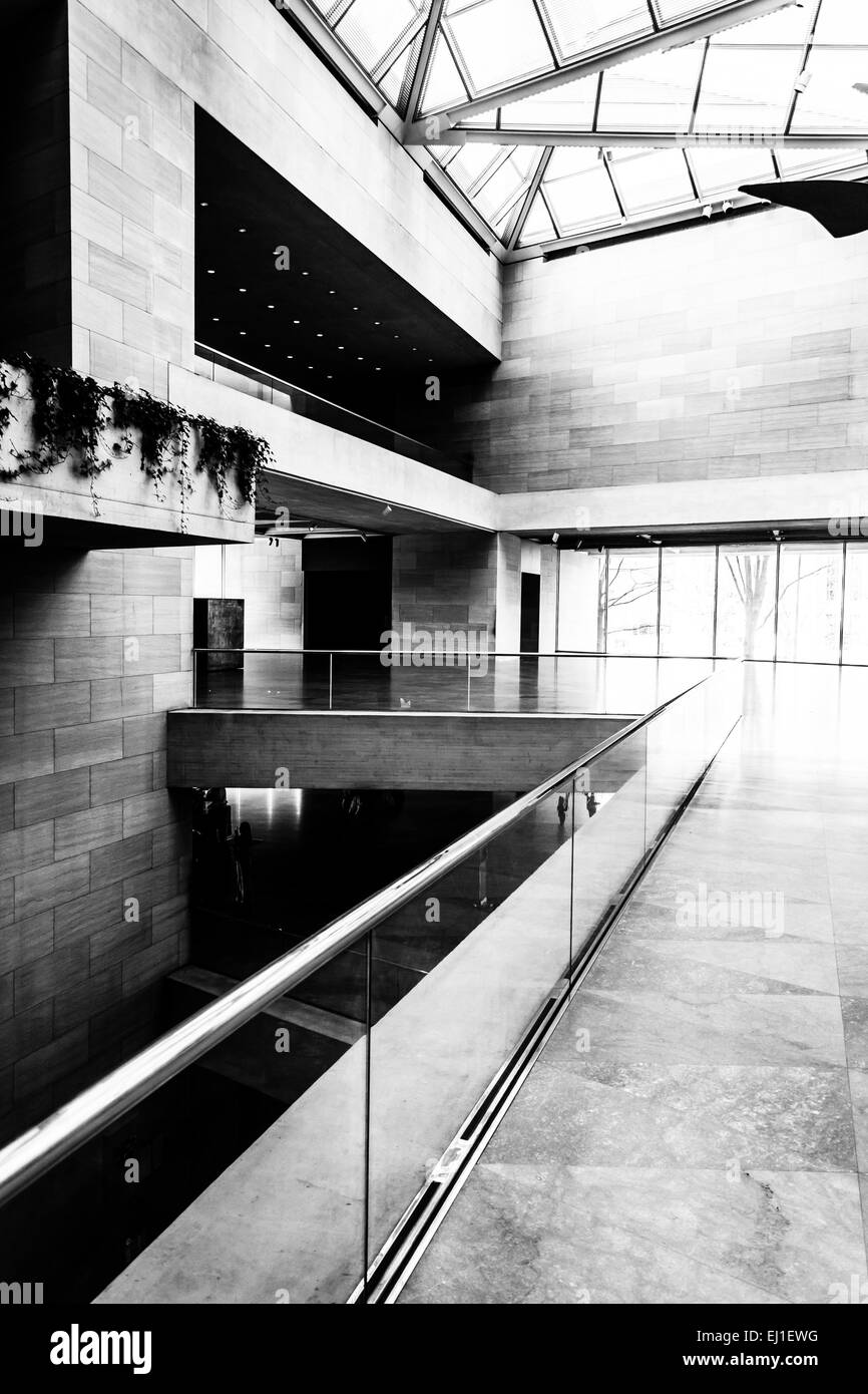 Modern architecture in the East Building of the National Gallery of Art, Washington, DC. Stock Photo