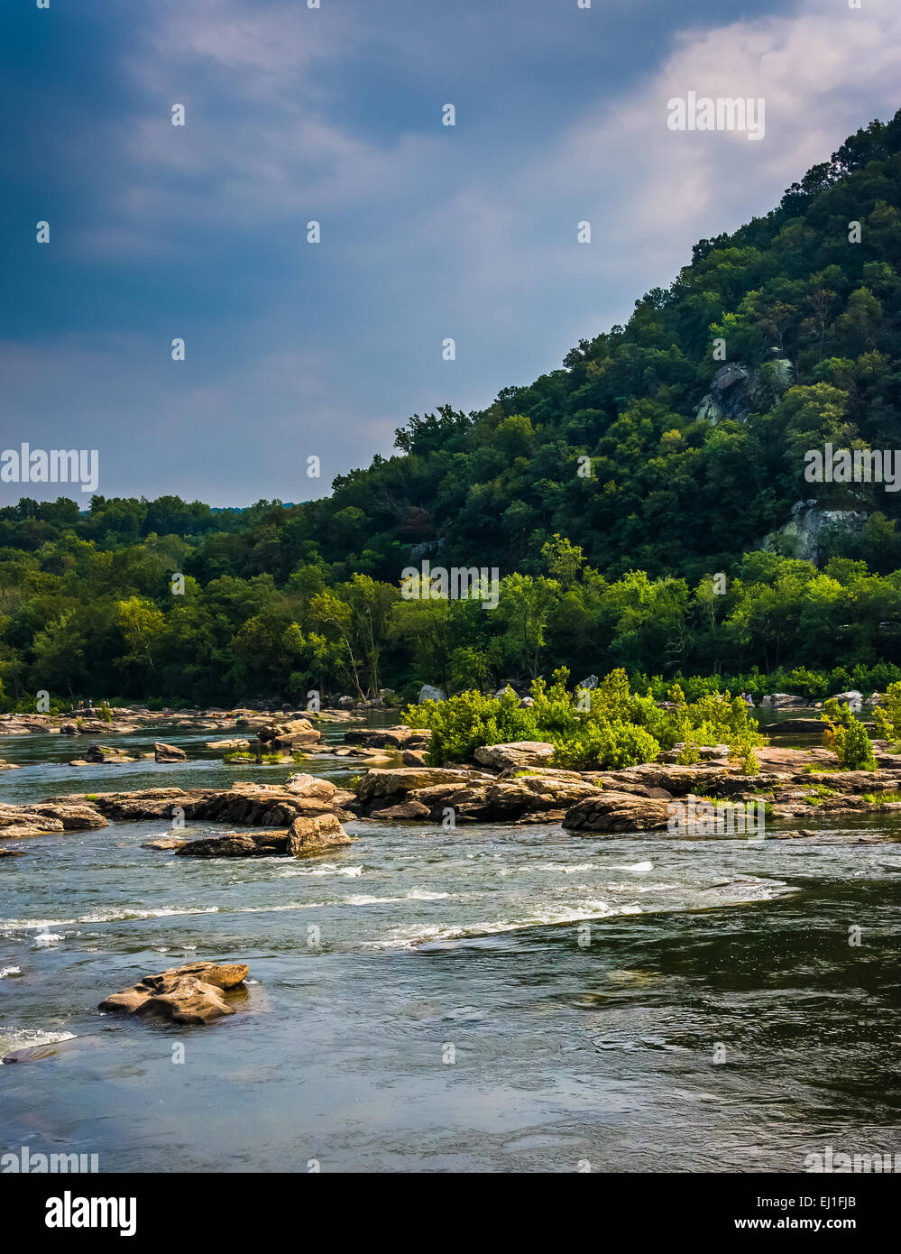 Rapids on the Potomac River in Harpers Ferry, West Virginia. Stock Photo