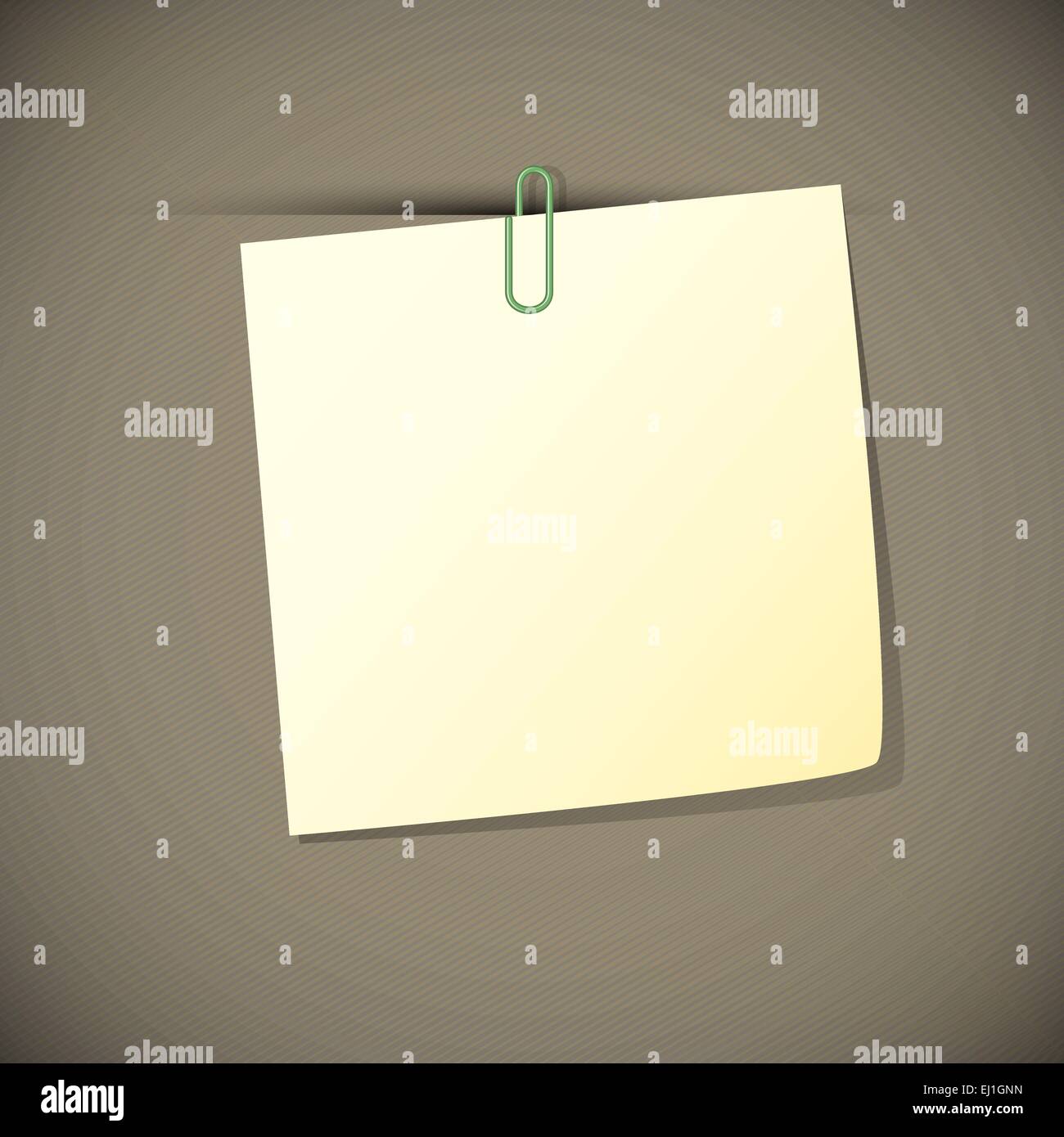 Green read note paper with paperclip, vector illustration Stock Vector