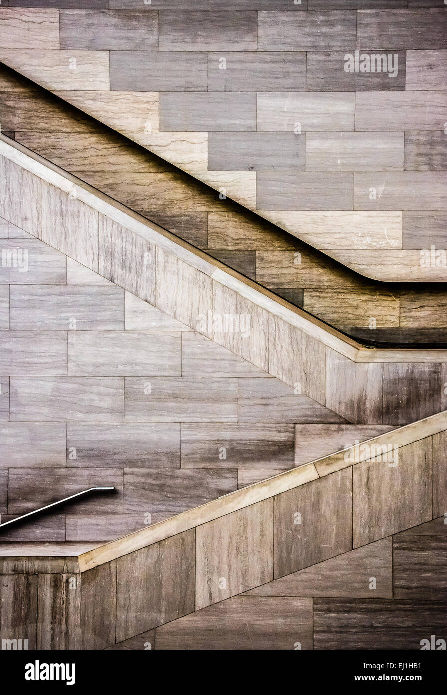 Staircases in the National Museum of the American Indian, in Washington, DC. Stock Photo