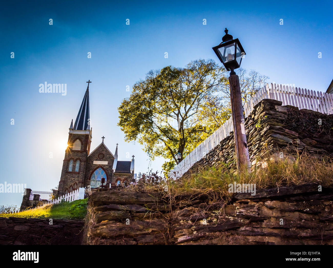 Streetlight and St. Peter's Roman Catholic Church, in Harper's Ferry ...