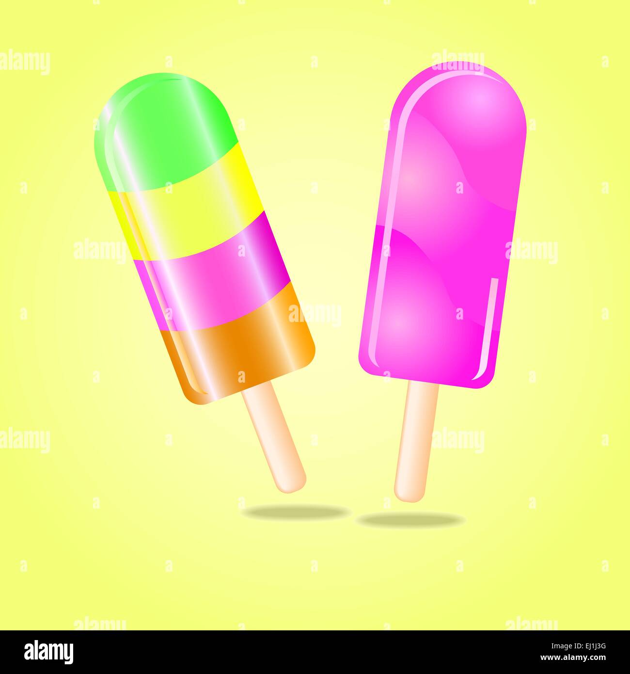 Multi flavored ice cream bar on a stick, vector illustration Stock