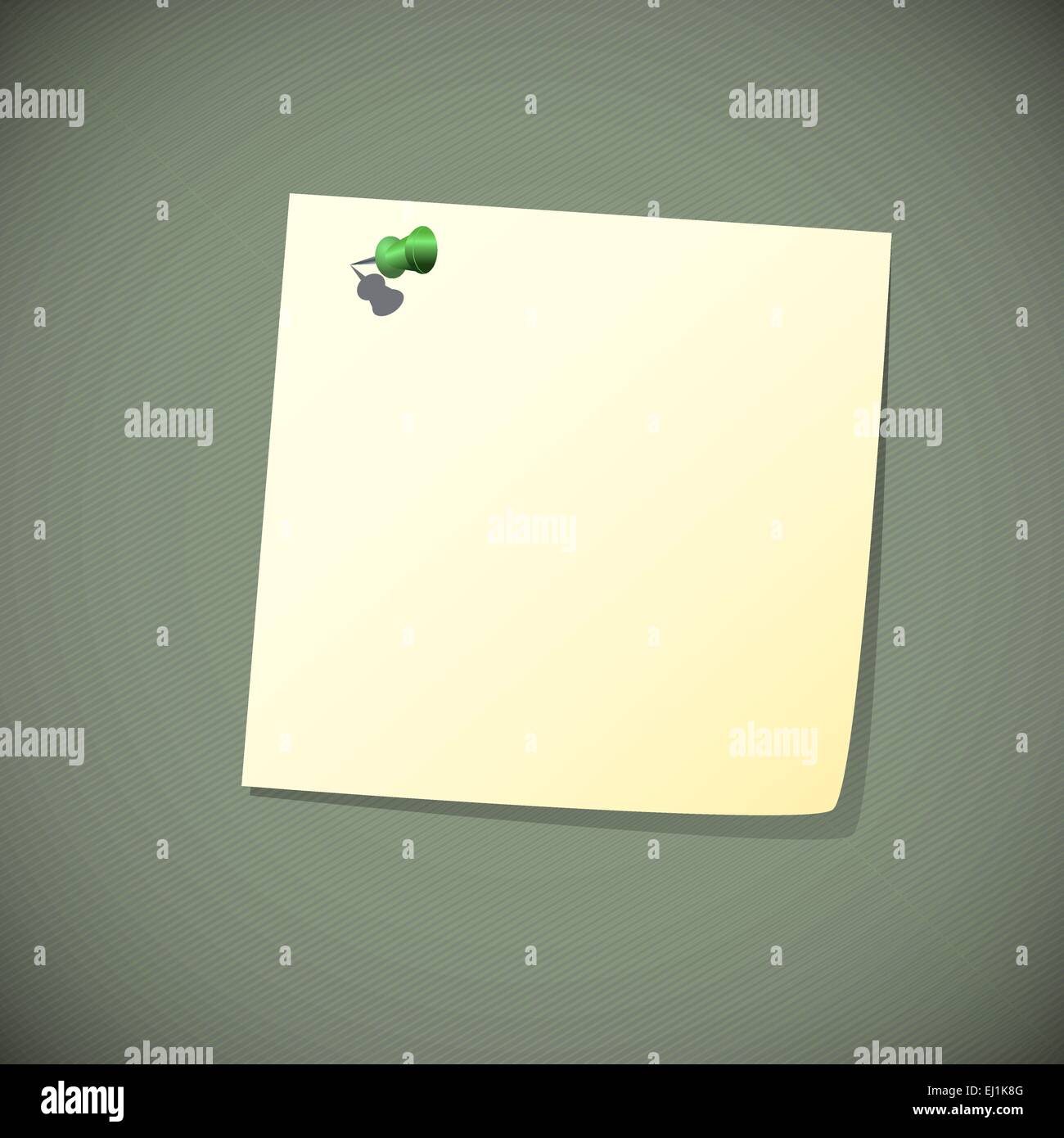 Green read note paper with pin, vector illustration Stock Vector