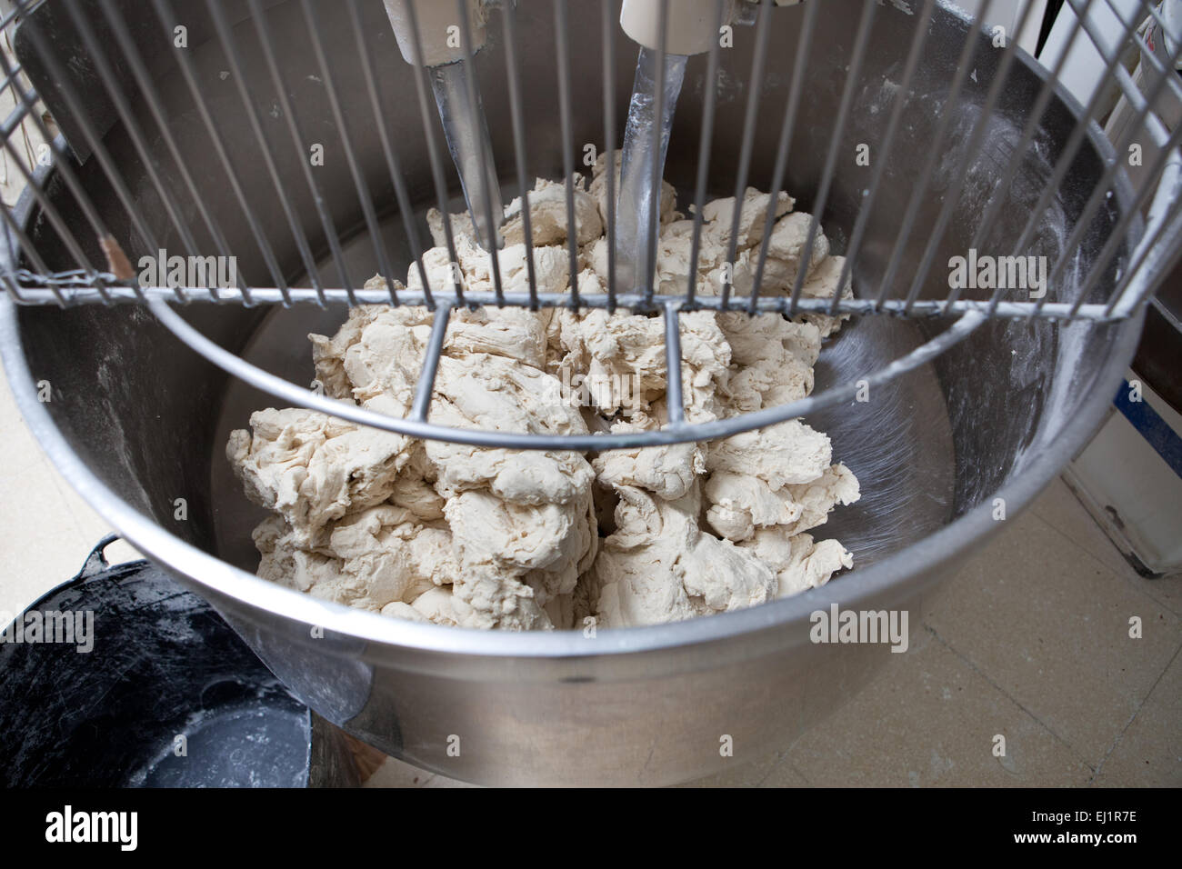 Food processor to kneading dough for bread. Manufacturing process of