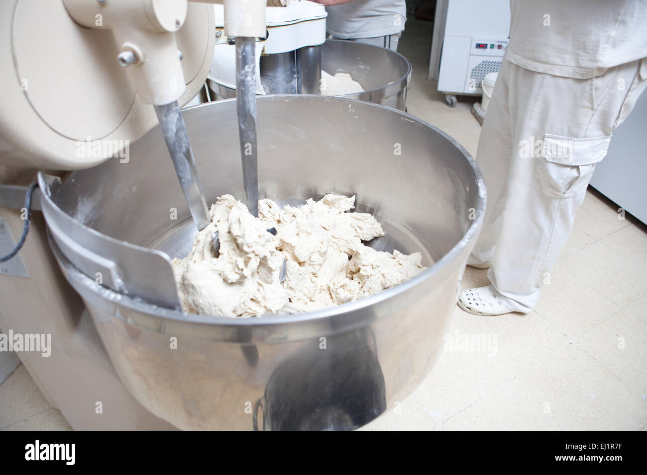 Food processor to kneading dough for bread. Manufacturing process of