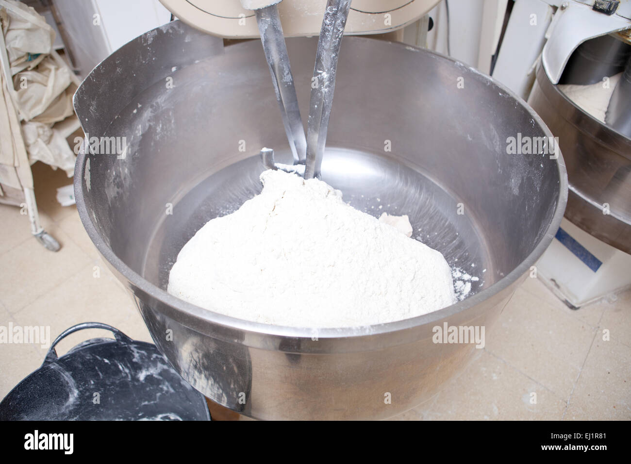 Food processor to kneading dough for bread. Manufacturing process of