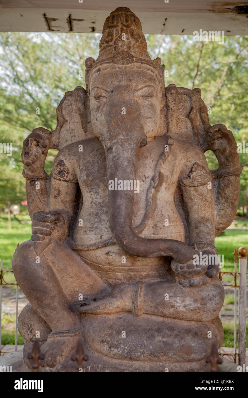 Ganesha statue from Pagaralam area is displayed at museum of Sultan Mahmud Badaruddin II in Palembang, Sumatra, Indonesia. Stock Photo
