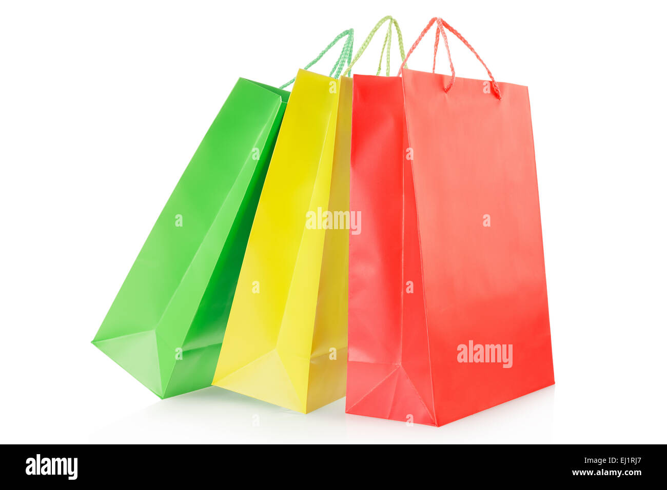 Three colorful shopping bags in paper Stock Photo