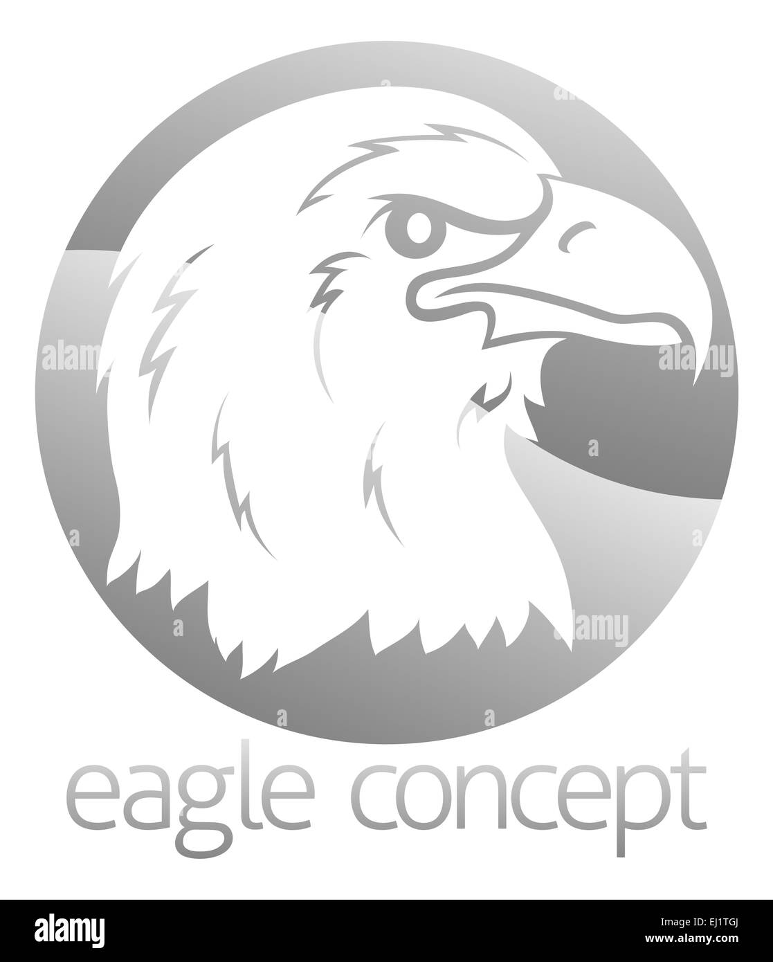 An abstract conceptual illustration of a proud eagles head circle design Stock Photo