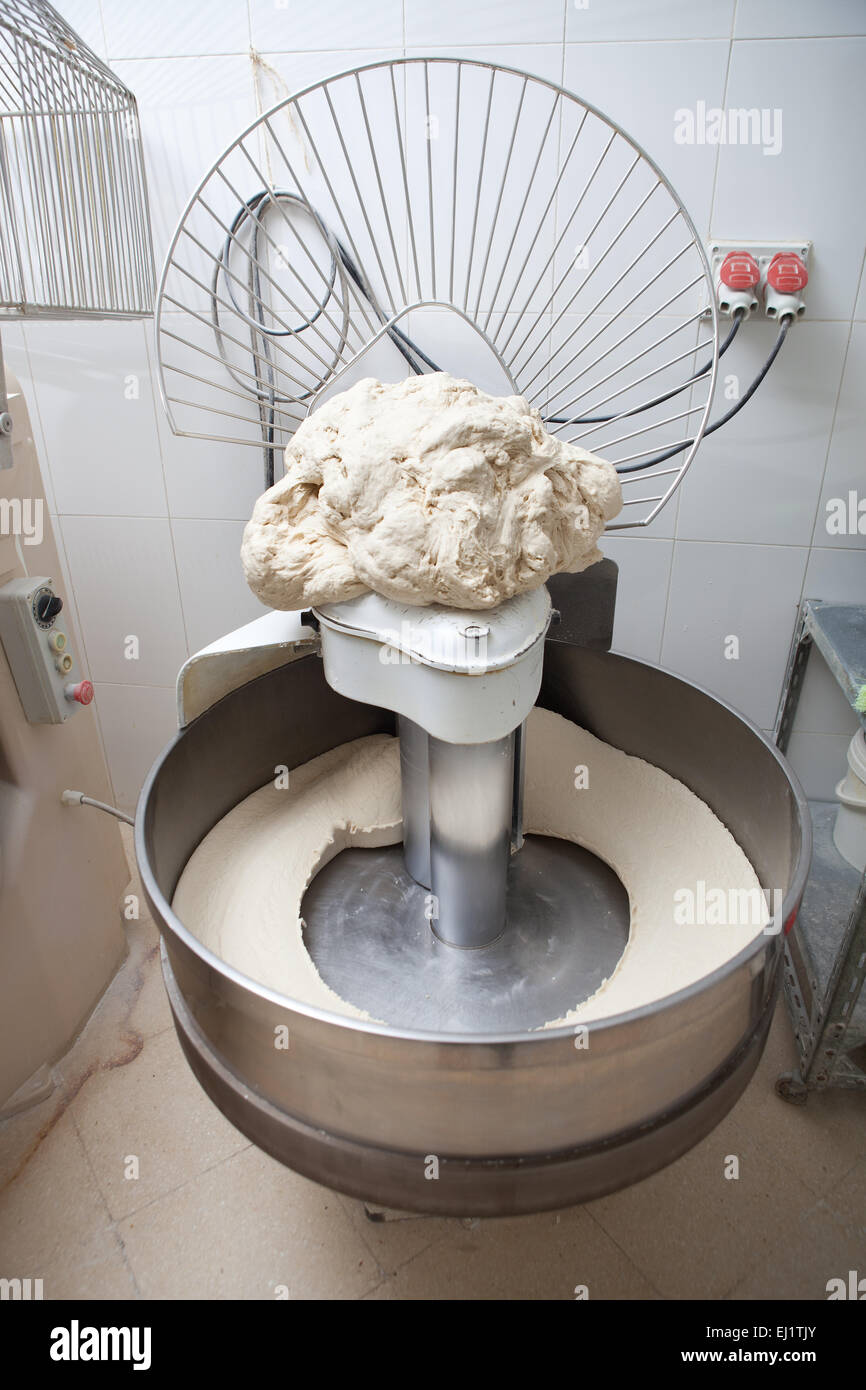 Food processor to kneading dough for bread. Manufacturing process of