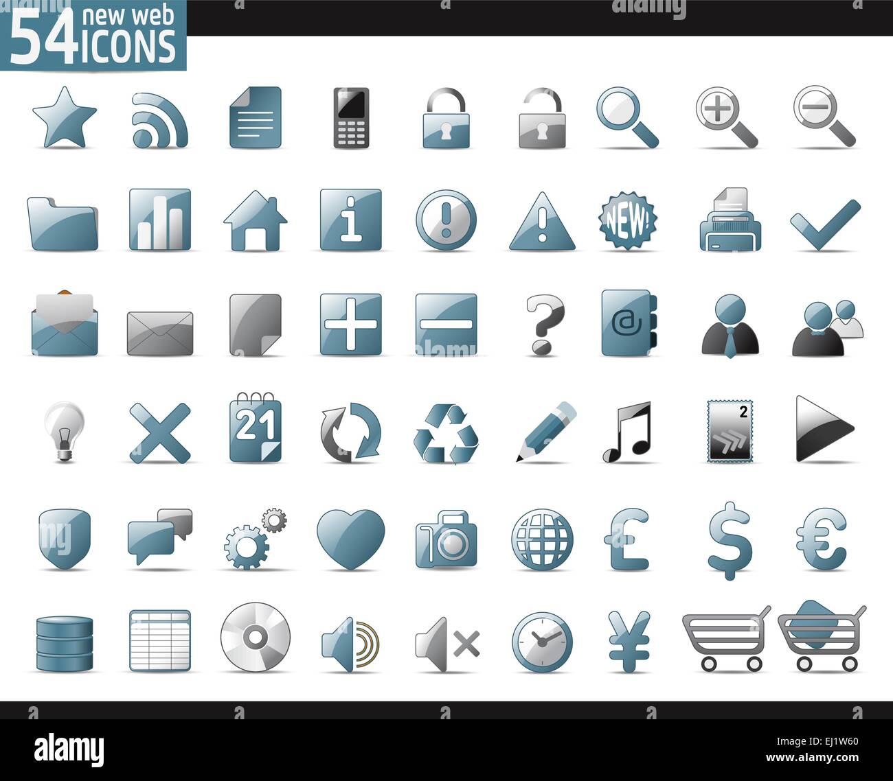 54 Cold Gray Web Icons for your internet sites Stock Vector
