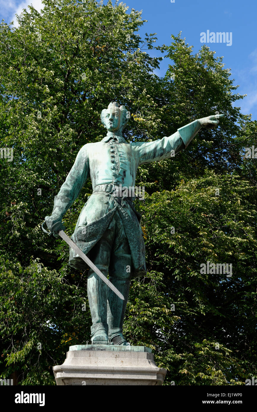 Statue of King Carl Charles XII of Sweden, Kunsträdgarden, Norrmalm, Stockholm, Sweden Stock Photo