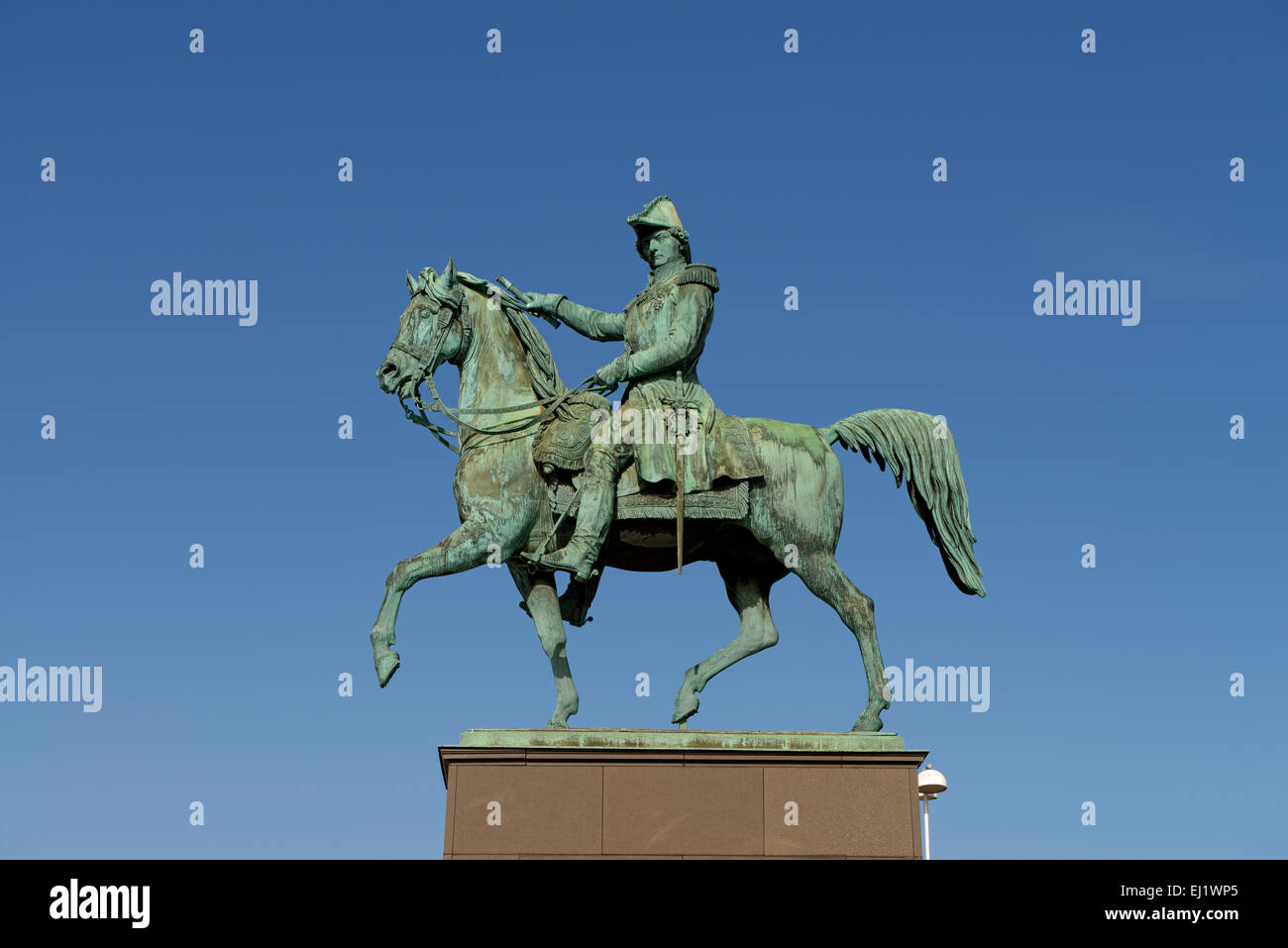 Statue of King Charles XIV John of Sweden, Bernadotte, Slusplan, Karl Johns Torg, Gamla Stan, Stockholm, Sweden Stock Photo