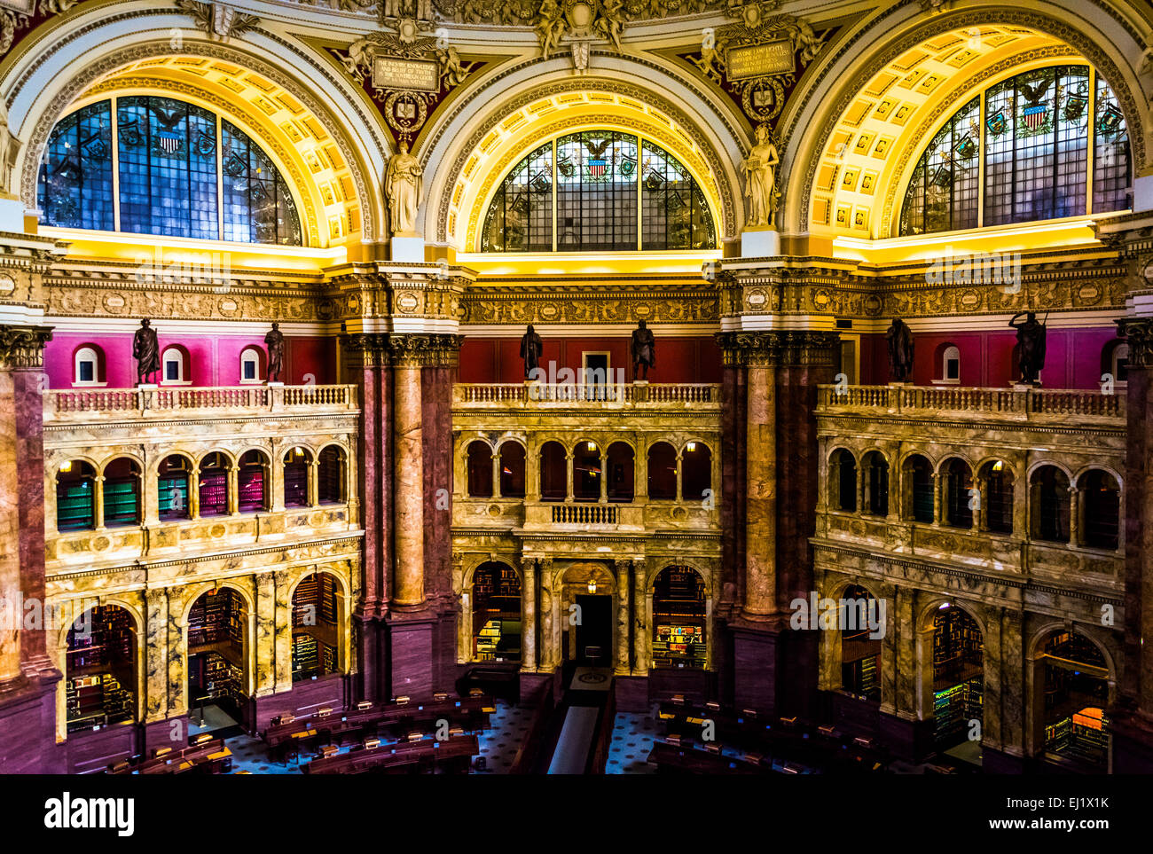 The Main Reading Room, in the Library of Congress, Washington, DC Stock
