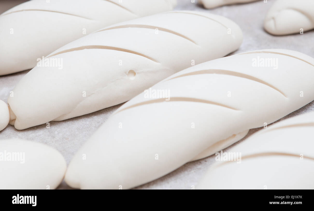Manufacturing process of spanish bread Stock Photo Alamy