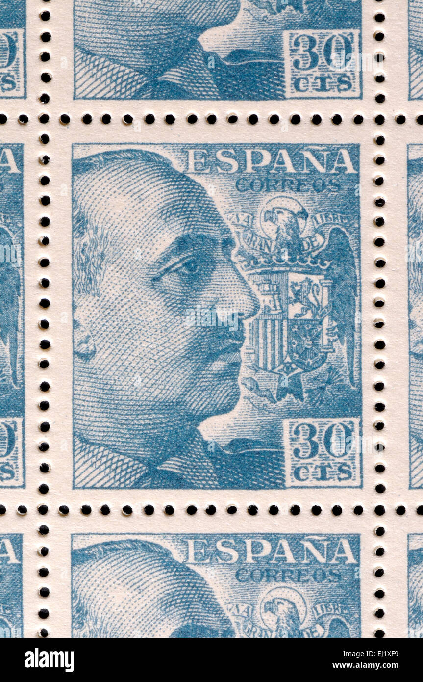Spanish 30cts postage stamp with portrait of General Franco Stock Photo