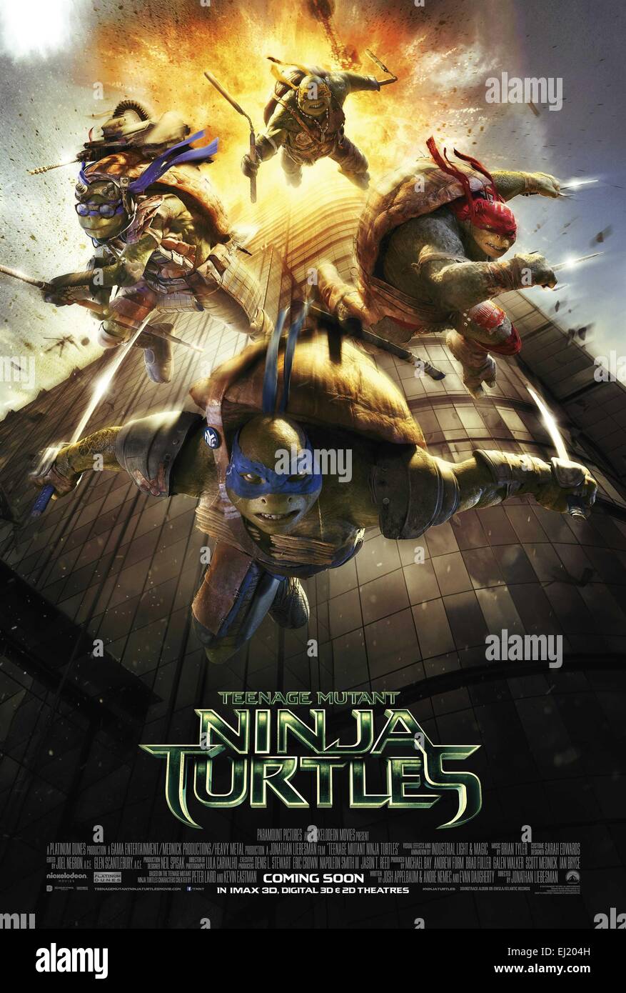 Teenage Mutant Ninja Turtles Year : 2014 USA Director : Jonathan Liebesman  Movie poster (USA Stock Photo - Alamy, image size:877x1390