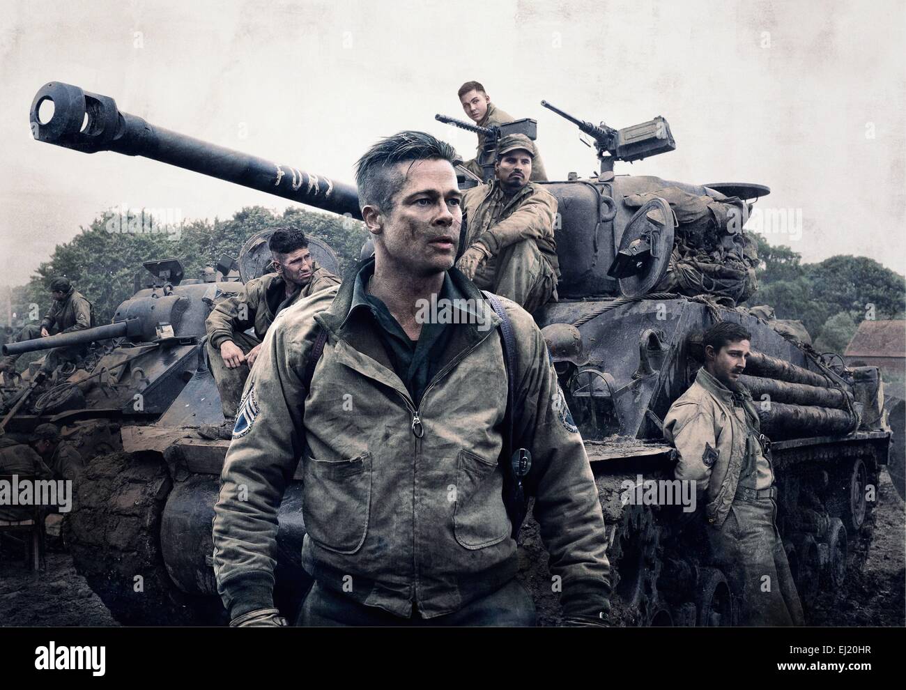 Fury Year : 2014 USA Director : David Ayer Brad Pitt, Logan Lerman, Michael Pena, Shia LaBeouf Stock Photo