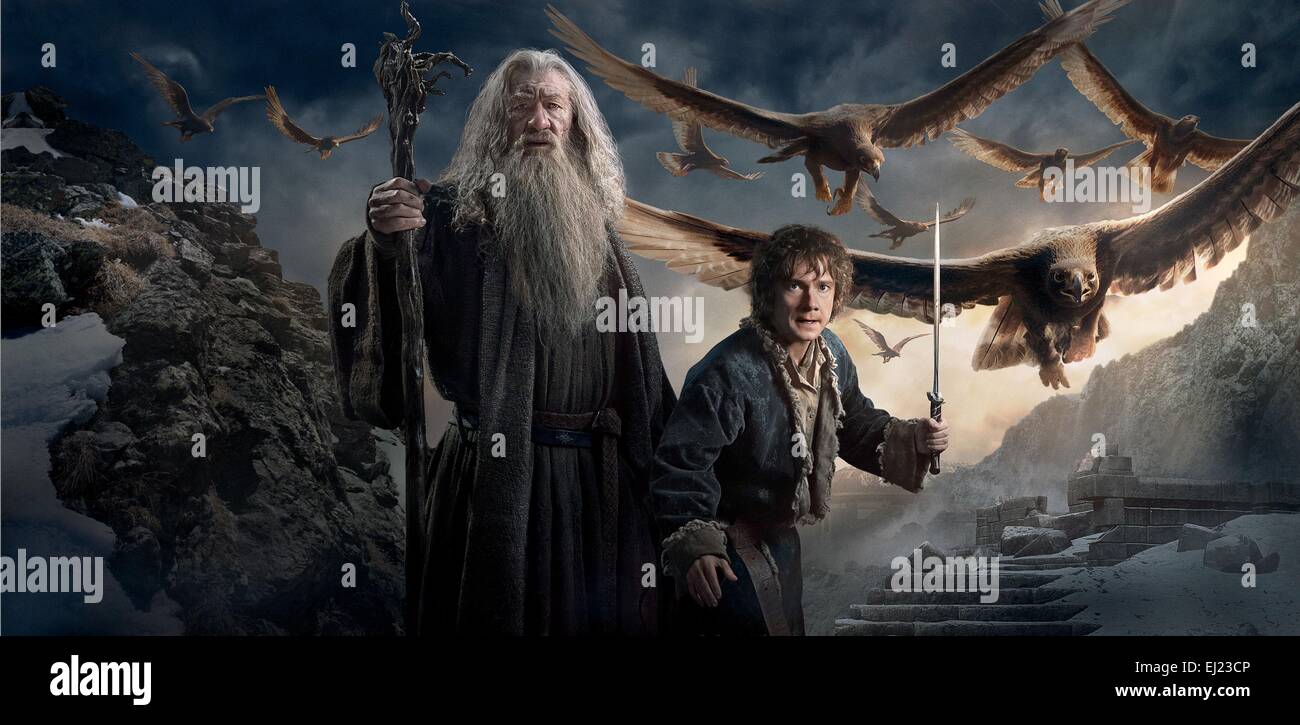 The Hobbit : The Battle of the Five Armies Year : 2014 New Zealand / USA Director : Peter Jackson Ian McKellen, Martin Freeman Movie poster (textless) Stock Photo
