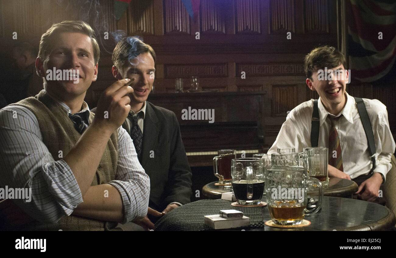 The Imitation Game Year : 2014 UK / USA Director : Morten Tyldum Allen Leech, Benedict Cumberbatch, Matthew Beard Stock Photo