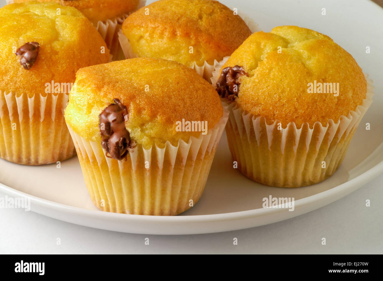 Muffins with chocolate  cream Stock Photo