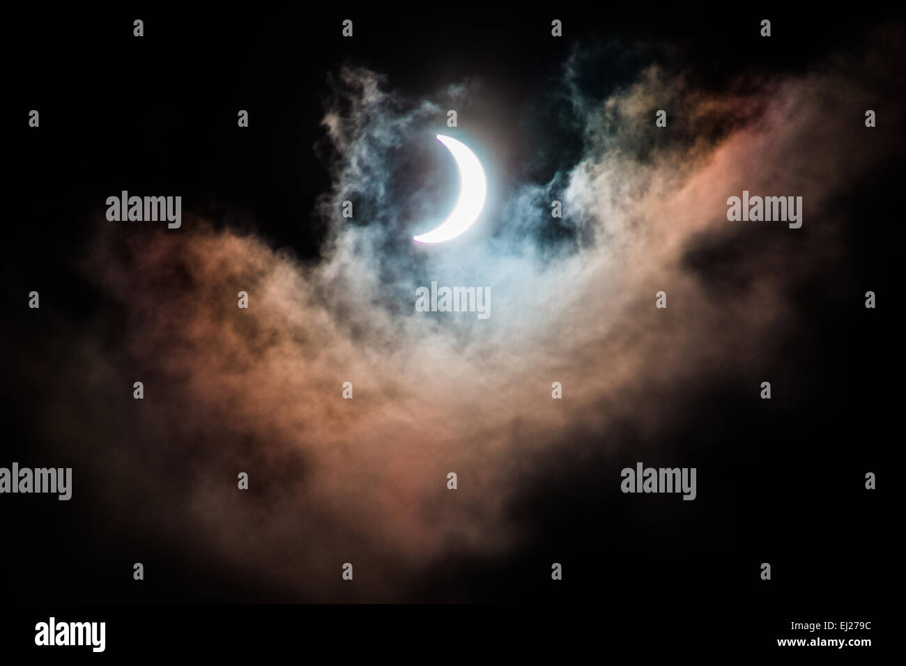 A sun eclipse made the sky have a mystic filling Stock Photo - Alamy