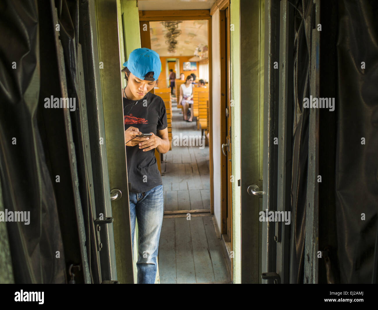 Kabin Buri Prachinburi Thailand 20th Mar 2015 A Young Man Checks Stock Photo Alamy