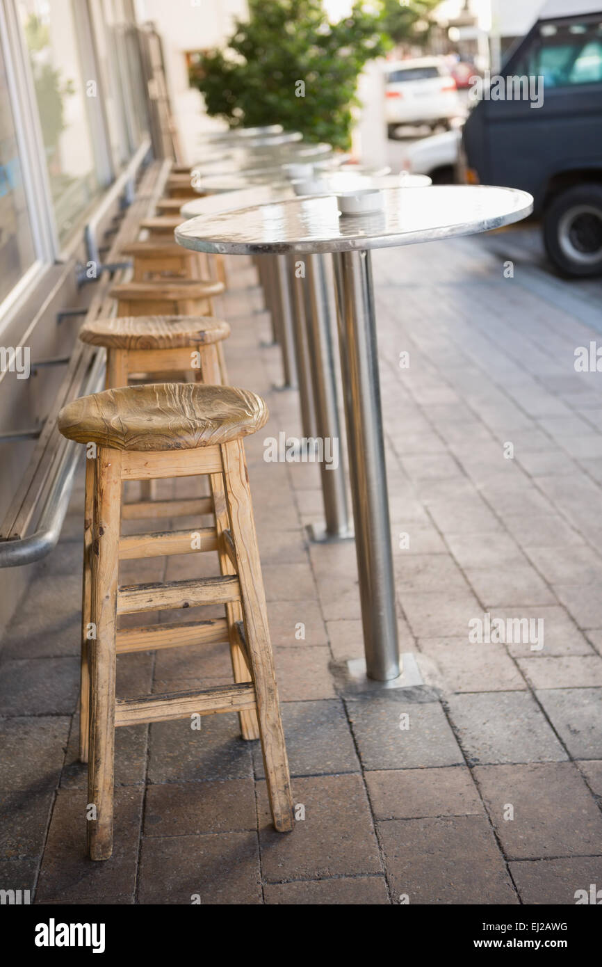 Bar stool and tables on the terrace Stock Photo Alamy