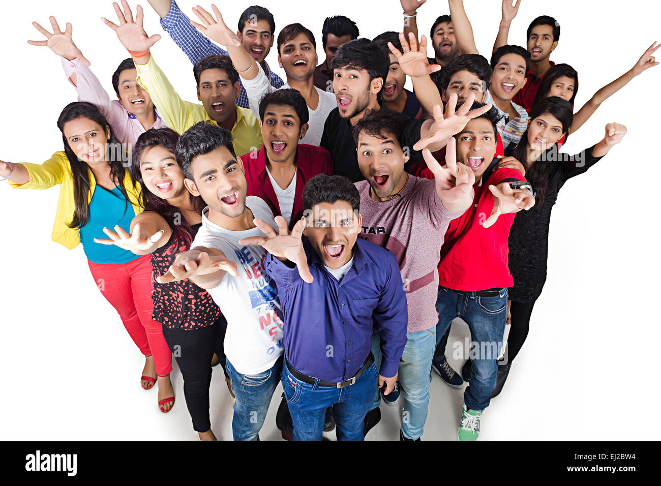 indian College friends Group Crowds Reaching Stock Photo - Alamy, image size:1300x956