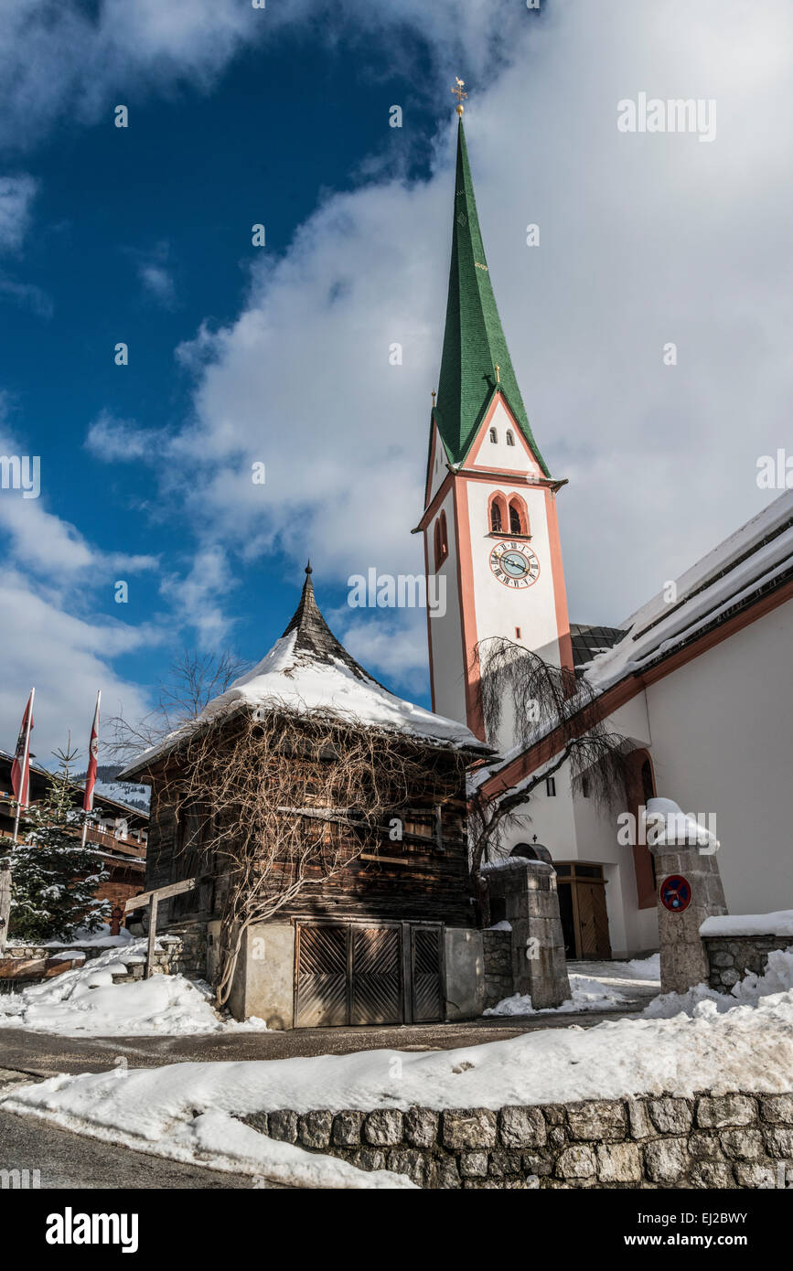 Alpbach Village Church Stock Photo