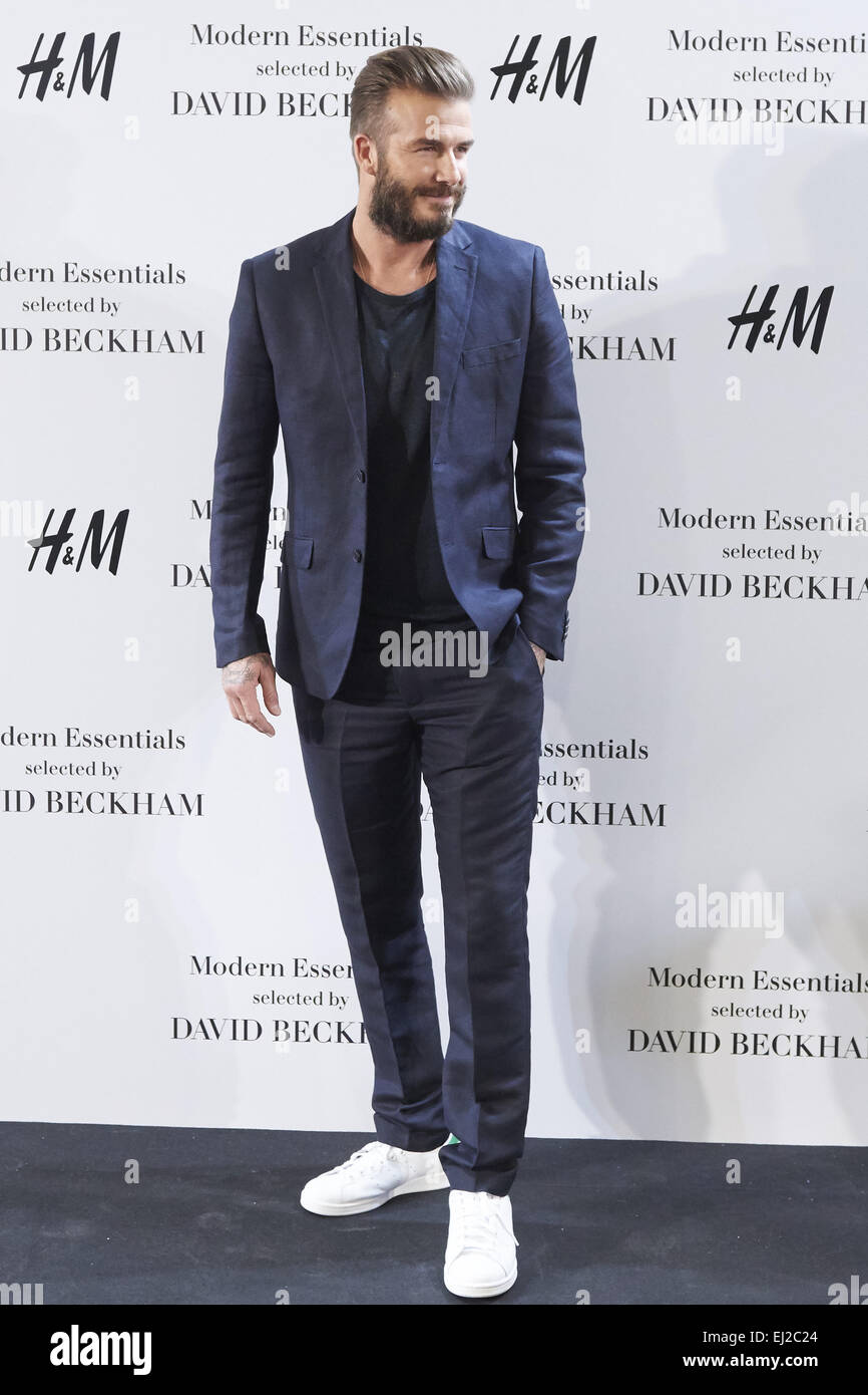 Madrid, Spain. 20th Mar, 2015. David Beckham presents its selection of  unmissable Modern Essentials Collection by H&M for spring-summer at H&M  store on March 20, 2015 in Madrid. David with H &